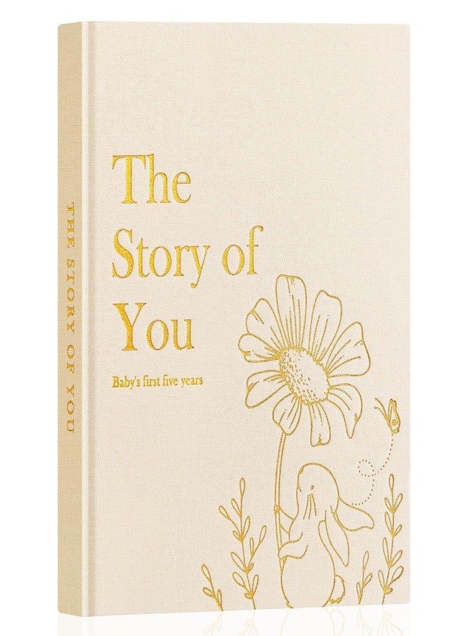 Lanpn Baby Memory Book for Boy Girl - The Story of You, Newborn Babys Book Keepsake Photo Album for New Parents, Linen Cover Baby First 5 Year Milestone Journal Scrapbook (Beige, 154 Pages) - Image 1